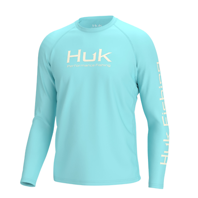 Chemise De Pêche HUK Performance, Homme, Manches Longues, Bleu, Motif Camouflage, UV, Taille L - Neuf