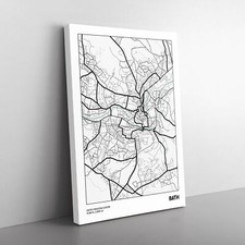 Map Bath Uk Canvas Wall Art Print Framed Picture Home Decor Living Room Bedroom
