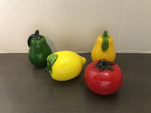 Glasform geblasenes Obst und Gemüse 2 Birnen grün und gelb Zitrone und Tomate - Bild 1 von 13