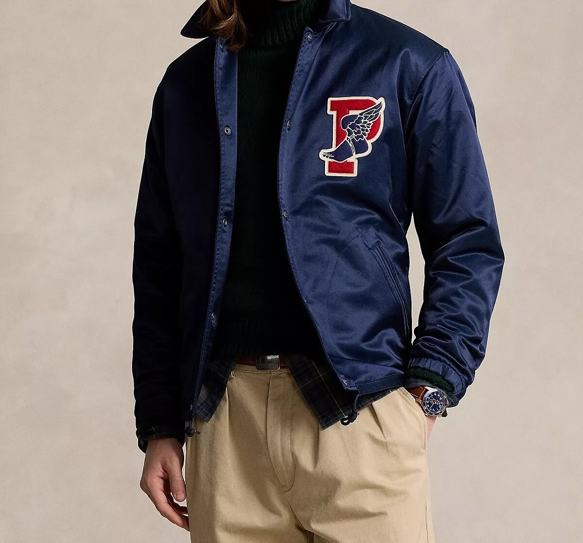 POLO RALPH LAUREN P-WING SATEEN COACH'S JACKET