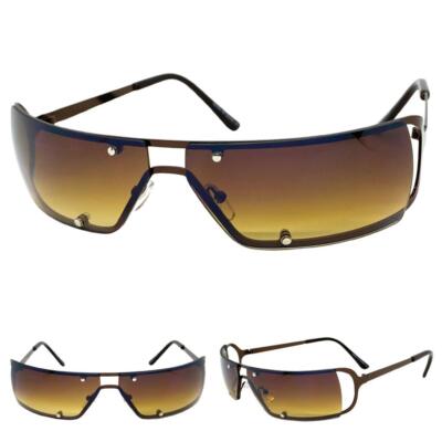 Men's Classy Elegant Contemporary Modern Club Wrap SUN GLASSES Sleek Brown Frame