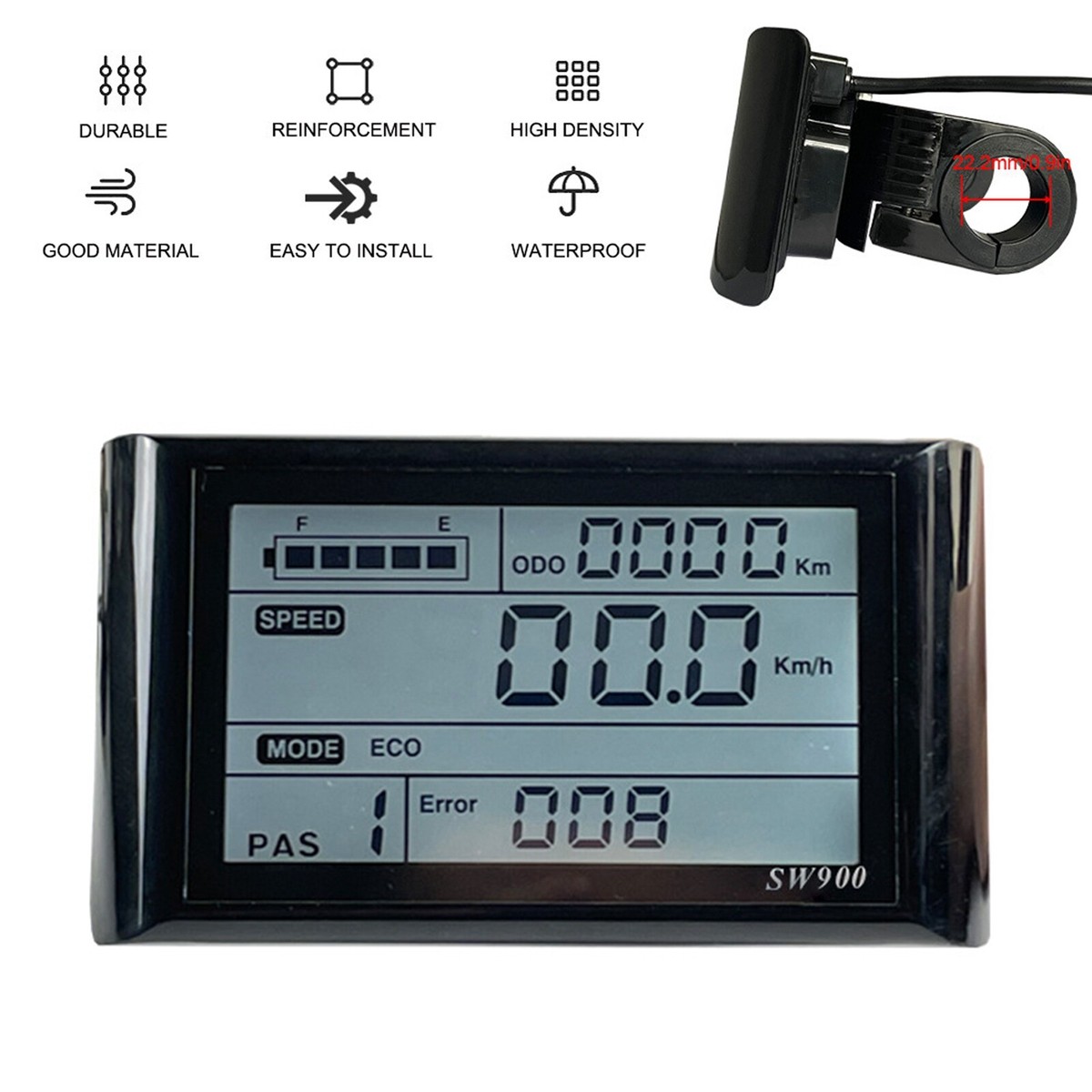 Display LCD SW900 Per Bici Elettrica – Pannello Di Controllo Con Dati Chiari, Compatibile Con Scooter E E-Bike, Diametro 22,2 Mm