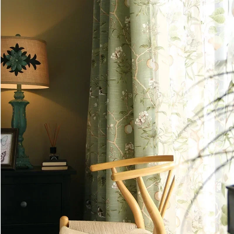 American Rustic Curtain Living Room Curtain Bedroom Drapes Tulle Sheer Fabric - Image 2 of 4