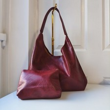 Burgundy Faux Leather Shoulder Bag with A Small Pouch Brand New