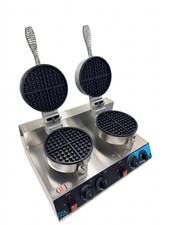 Commercial Double Waffle Maker 2 Plate Electric Waffle Baker 2400W Non-Stick 220