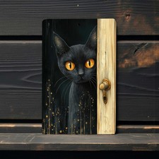 Black Cat Peeking Metal Sign, Cat Lover Wall Decor, 8x12 Aluminum Cat Wall Art