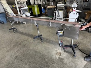 7.5" Wide x 138" Long Table Top Conveyor with Plastic Table Top Chain, Stainless