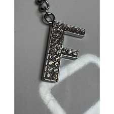 Silver Rhinestone Initial Letter F Keychain Charm Personalized Sparkle Pendant