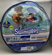 SwimWays Baby Spring Float 9-24 Months Swim W/ Sun Canopy Aqua Fishes NEW
