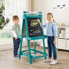 Foldable Easel for Kids 3-in-1 Double-sided Art Easel w/ Chalkboard Gray