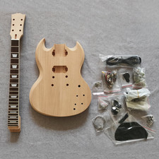 DIY super SG guitar kit set neck 2pcs mahogany body 1pc neck bone nut hardwarein