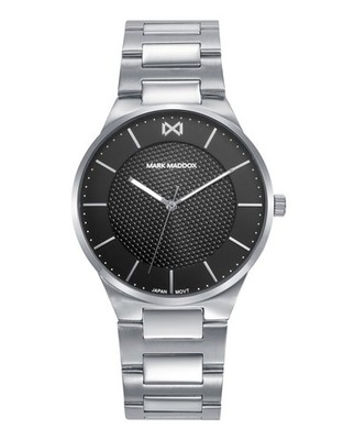 Uhr MARK MADDOX Herren Stahl Zifferblatt Schwarz 40 MM   Quarz Analog 3 Nadeln 5