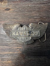 Kawasaki Wings Promo Belt Buckle Motor Cycles Biker Street Vintage 80s