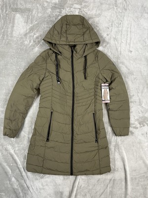 DKNY  Women's Size Small Hooded Down Quilted Coat Long Trench DL1MPH56 Color JUN