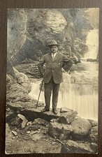 OLD PHOTO POSTCARD ELEGANT MAN IN BOGNANCO VERBANIA IN 1926 - FP VG