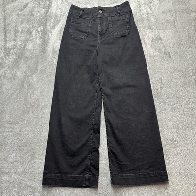 Pilcro Anthropologie The Skipper Wide Leg Cropped Jeans Women s Size 27 Black