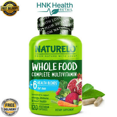 NATURELO Whole Food Multivitamin for Men   120 Capsules for Energy,Brain, Heart