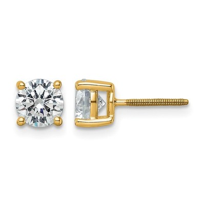 14k Gelbgold 2 Kt Runde Lab Grown Diamant VS/SI + G + Schraubverschluss Ohrstecker