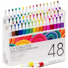 CHROMATEK 48 Colors Acrylic Paint Markers, 2mm Fine Tip Waterproof Paint Pens...