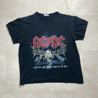 vintage ac/dc hells bells metal rock band tour distressed tee women s xl