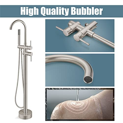 Floor Mount Bathtub Faucet Freestanding Tub Filler Standing High Flow Shower - Picture 5 of 7