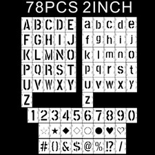 2 Inch Letter Stencils for Painting, 78 Pcs Reusable Alphabet Stencils  Numb...