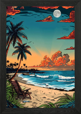 Sonnenuntergang Strand Glückseligkeit Gerahmtes Wandbild Poster Leinwanddruck Bild