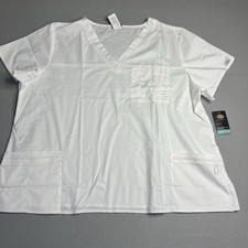 Dickies Scrubs 817455 V Neck Scrub Top Dickies White Size 4XL DWHZ