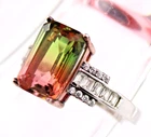 Colorful 4ct Pink Green Watermelon Tourmaline Sterling Silver Ring sz8