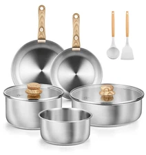 Stainless Steel Cookware Set, 18/10 Stainless Steel Pots and Pans Set 11PCS, ...