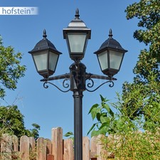 HOFSTEIN Quartucciu lampada da vialetto moderna candelabro metallo/vetro nero/vetro latte