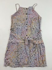 Go Fish Button Front Mini Dress Size XL Tie Waist Watercolor Polka Dots