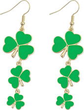 St Patricks Day Shamrock Earrings for Women,Trendy Green Irish Clover Dangle Ear