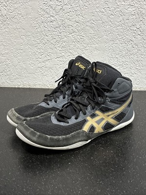 Asics Men's Matflex 6 Wrestling Shoes Black Champagne Sz 9, Good Condition!