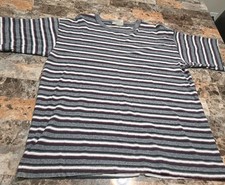 Vintage Bale Dyed Originals Striped T-Shirt Men Large Made in USA Gray Maroon90s