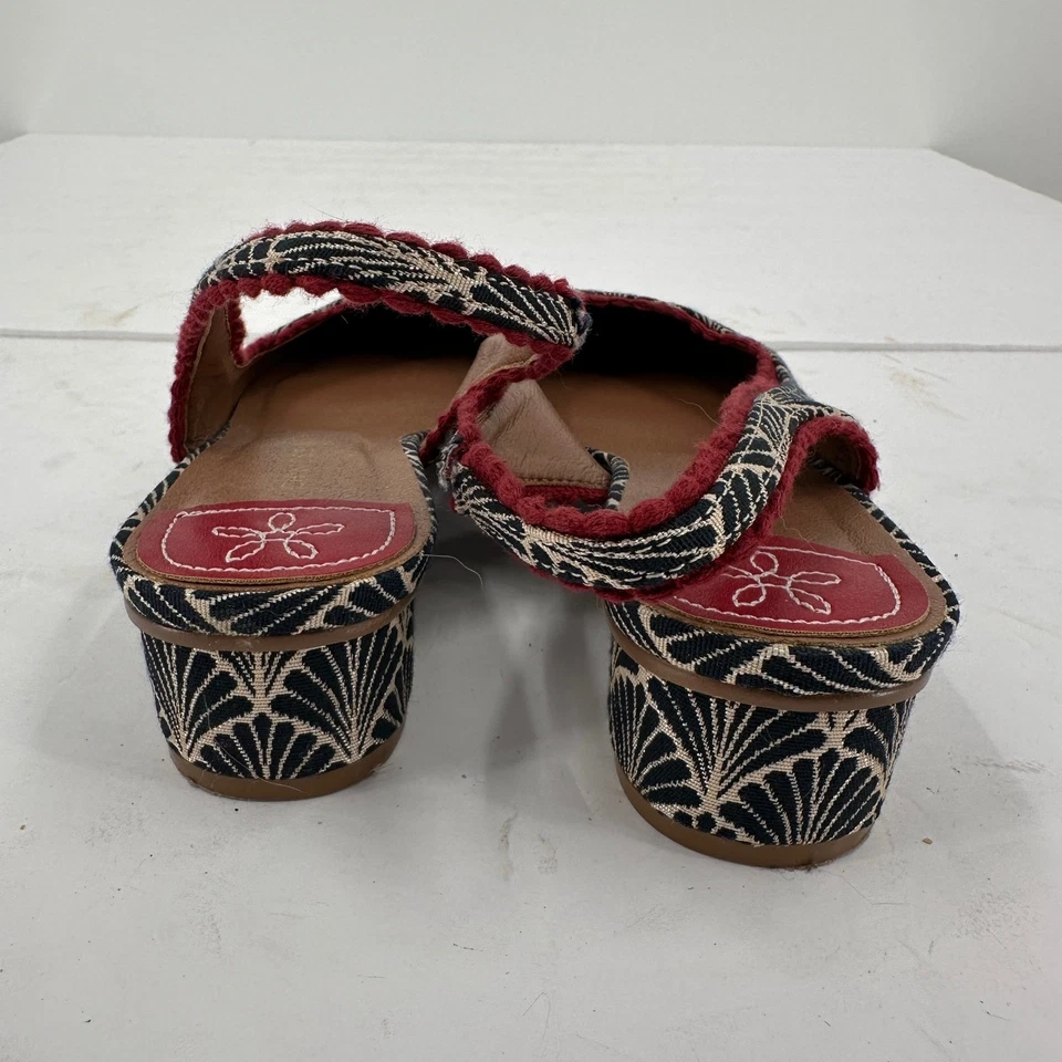 Chinese Lavandería Mujer Puntera Punta Eslinga Plana Patrón Abanico Borde Rojo Talla 7.5 Foto 4 de 4