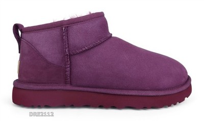 UGG Classic Ultra Mini Burnt Magenta Fur Boots Womens Size 8 *NIB*