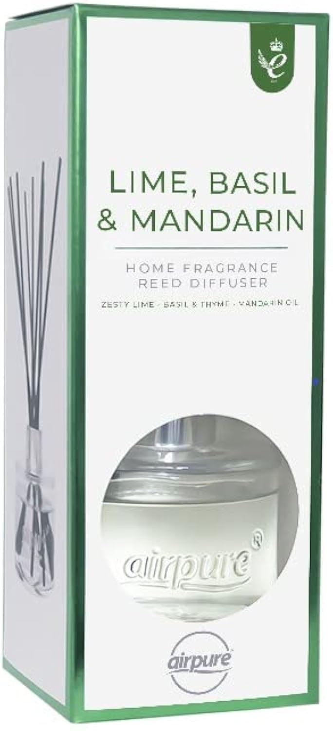 AIRPURE Reed Diffuser Lime Basil + Mandarin TWIN PACK 100ml Oil Diffuser Reed - Image 4