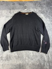 Dockers Sweater Mens XL Black Cotton Chunky Knit Extra Soft Fine Gauge Crewneck