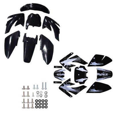 Fairing Fender Kit Graphics Stickers Bolts Set for Dirt Pit Bike Black
