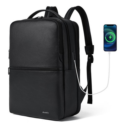 Vegan Leather Laptop Backpack for Women&Men,16 Inch Expandable Backpack with ...