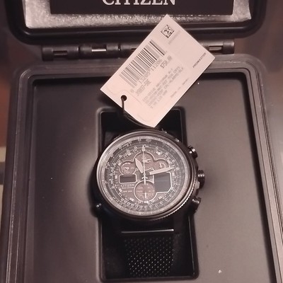Citizen Eco-Drive Navihawk A-T Chronograph Black Stainless Steel Men's Watch