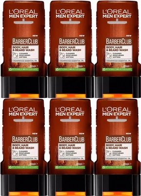 L'ORÉAL L'Oreal Men Expert Barber Club Shower Gel 300ml x6 Pack Body Face Hair Wash
