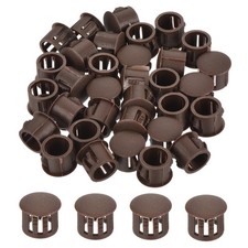32Pcs 12mm Brown Nylon Plastic Round Locking Hole Plugs Insert End Cap