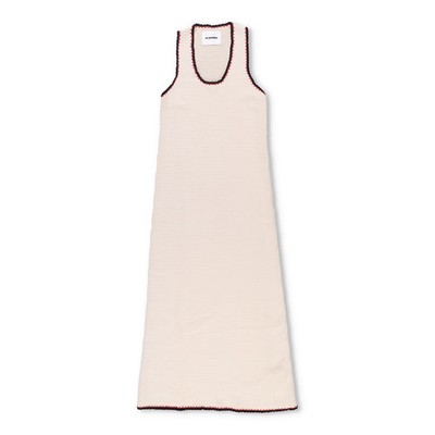 JIL SANDER Damen Plus Midikleid tiefer Ausschnitt ärmellos Strick neutral 34 UVP 1040