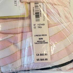 Victoria's Secret Iconic Stripe Pink & White Flannel Pajamas Size Meduim