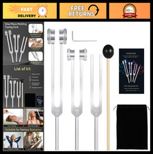 Healing Tuning Forks Set 128Hz, 256Hz, 512Hz for Sound Therapy  Meditation, I