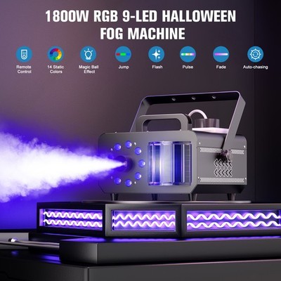 1800W LED RGB Smoke Fog Machine Wireless Remote DJ Party Stage Fogger Smoker