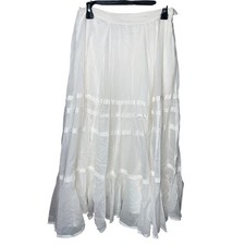 224 Lauren Ralph Lauren White Tiered Maxi Skirt Size 2 Boho Cotton