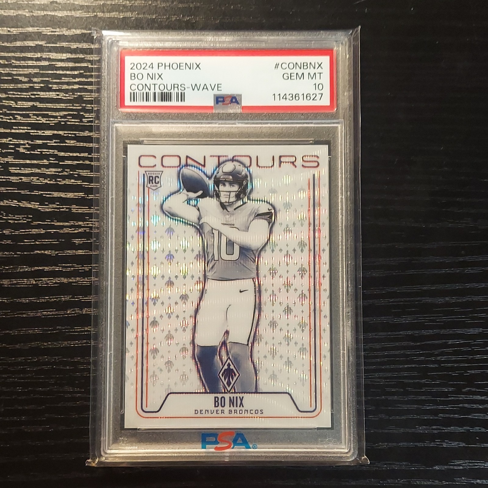 2024 Panini Phoenix Contours Wave Bo Nix #CON-BNX Denver Broncos Rookie PSA 10